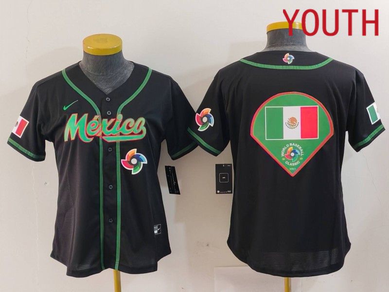 Youth 2024 World Cub Mexico Blank Black Nike MLB Jersey style 14->youth mlb jersey->Youth Jersey